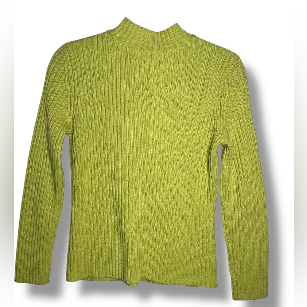 Lime sparkle mock turtleneck sweater - Picture 2 of 3